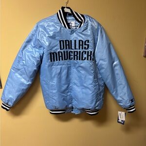 NWT! DALLAS MAVERICKS STARTER Light Blue Satin Jacket Limited Edition